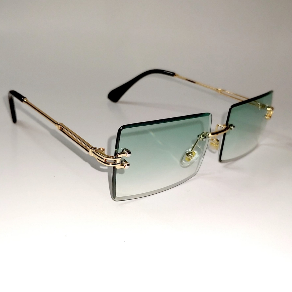 Green Mini Rectangle Sunglasses